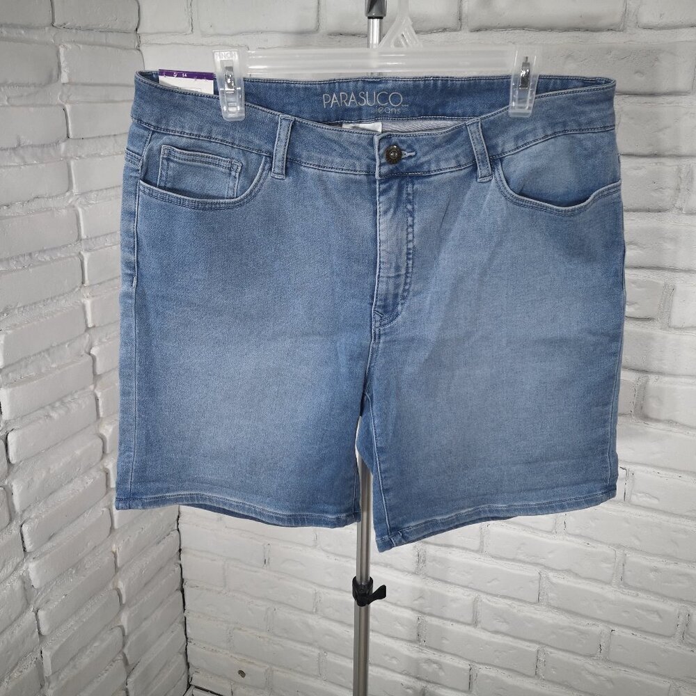 NWT Parasuco Ladies Size 14 Mid Rise Classic Fit w/ Tummy Control Jean Shorts